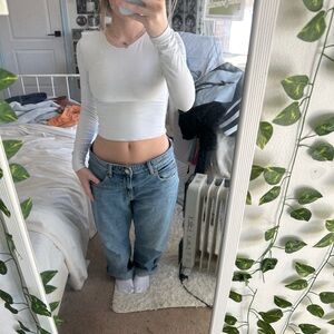 White Long Sleeve Crop Top